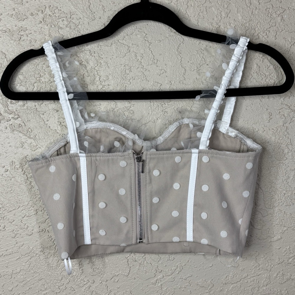 Hello Molly Corset Top Sheer Polka Dot XS Dainty Feminine Cottagecore Coquette - Picture 2 of 10